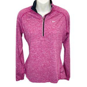 Nike Pink Long Sleeve Top Half Zip Womens Medium Sweatshirt Shirt